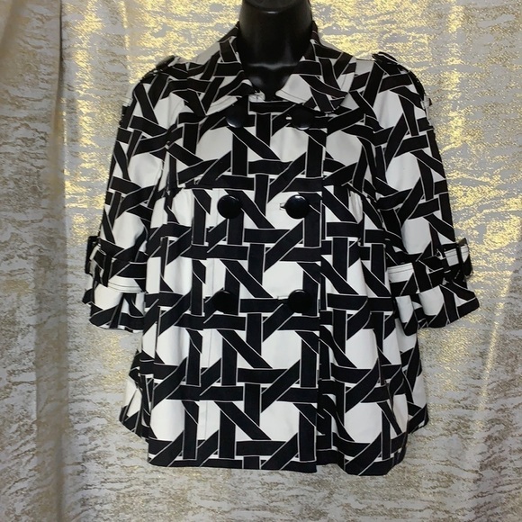 I-n-c black/white neutral print dress jacket size L - Picture 2 of 13